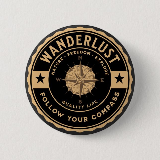 Wanderlust Road Trip Outdoor Camping Travel Hiking 6 Cm Round Badge (Front)