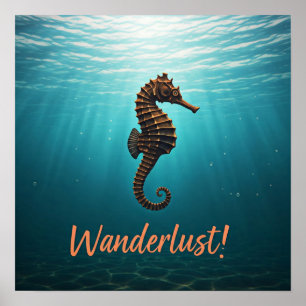Wanderlust Seahorse Poster