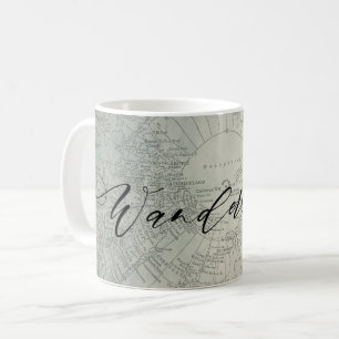Wanderlust Teal Ombre Watercolor Adventure Map Coffee Mug