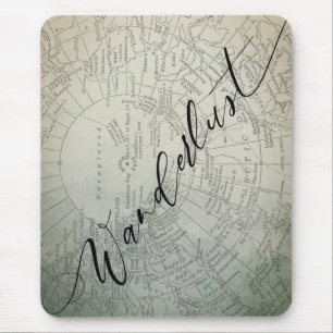 Wanderlust Teal Ombre Watercolor Adventure Map Mouse Mat