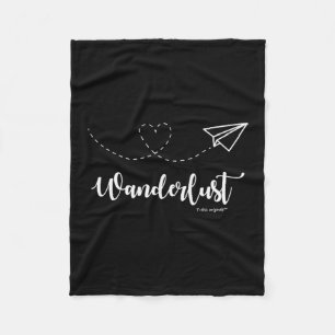 Wanderlust - Travel - Motivational Graphic Tee  Fleece Blanket