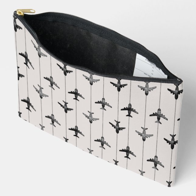 Wanderlust Travel Pattern Accessory Pouch (Open)