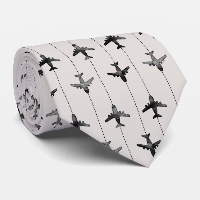 Wanderlust Travel Pattern Neck Tie (Rolled)