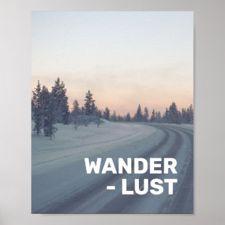 Wanderlust Travel Quote Pink Gray Nature Photo Poster