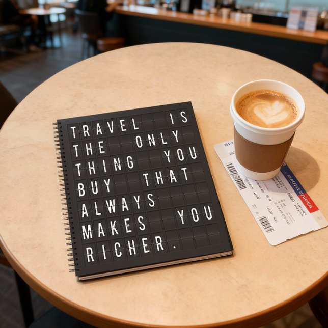 Wanderlust Travel Quote with Flipboard Typography  Notebook (Love to travel and experience the dizzying splendor of different cultures? This is your notebook!)