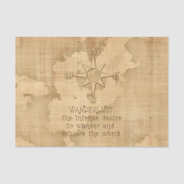 Wanderlust..." Travelling Quote on Vintage Paper (Front)