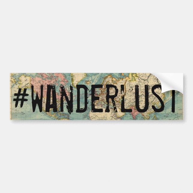 Wanderlust Vintage Map Bumper Sticker (Front)