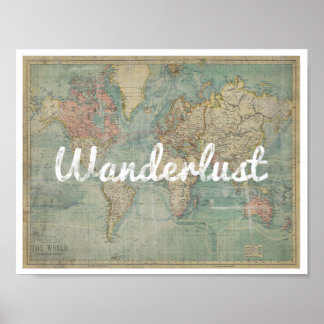 Wanderlust Vintage map Poster