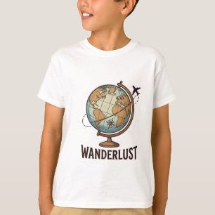 Wanderlust Vintage World Globe Aeroplane Travel T-Shirt