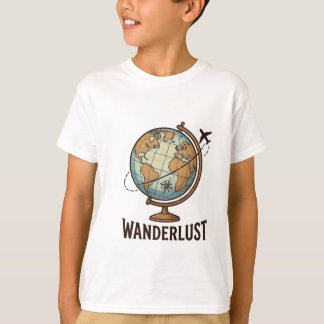 Wanderlust Vintage World Globe Aeroplane Travel T-Shirt