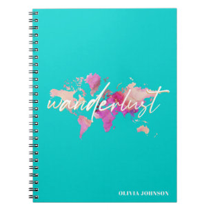 Wanderlust Watercolor World Map Travel Journal