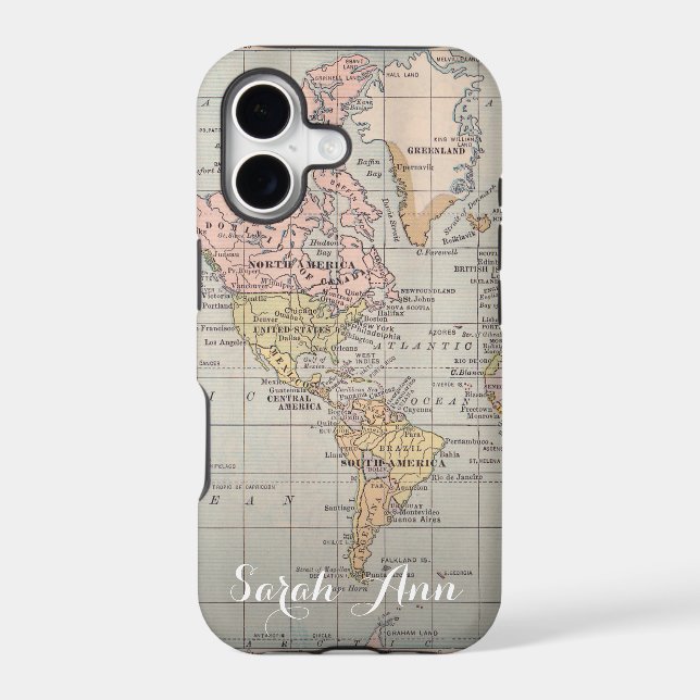 Wanderlust world map smartphone case  cutom Name (Back)