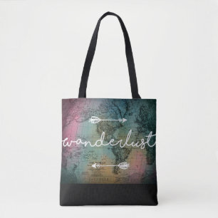 Wanderlust World Map Tote Bag
