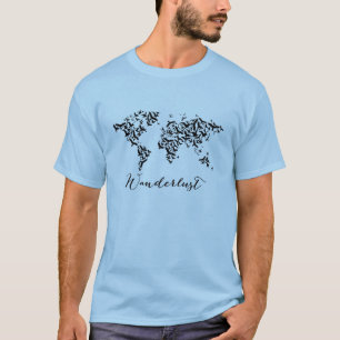 Wanderlust, world map with flying birds T-Shirt