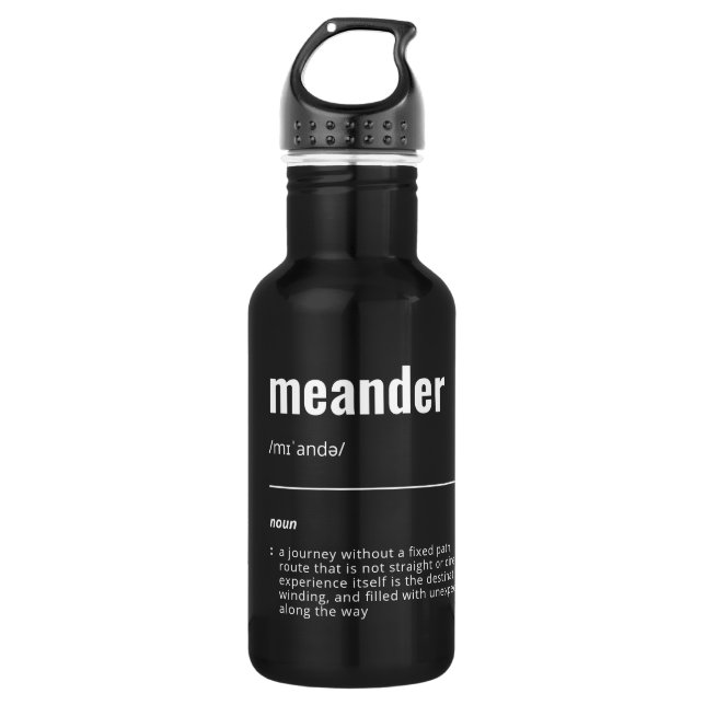 WanderTag - Minimalist Black Water Bottle (Front)