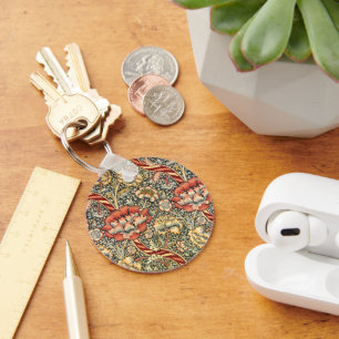 Wandle by William Morris, Vintage Textile Fine Art Key Ring