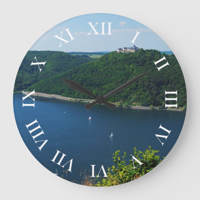 Wanduhr Edersee with castle Waldeck Large Clock (Front)