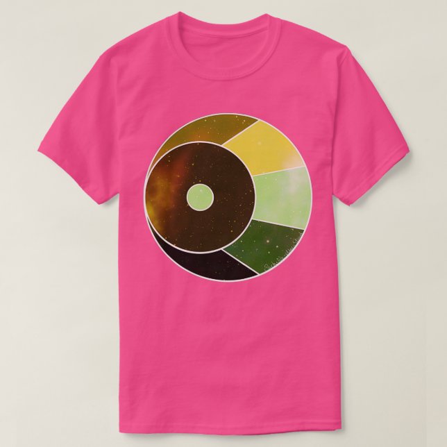 Waning Crescent Moon green and yellow T-Shirt (Design Front)