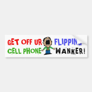 "WANKER" CELL PHONE BUMPER STICKER FUNNY