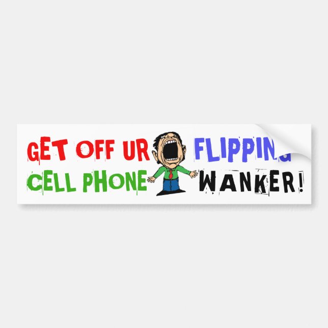 "WANKER" CELL PHONE BUMPER STICKER FUNNY (Front)