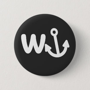 wanker w anchor 6 cm round badge