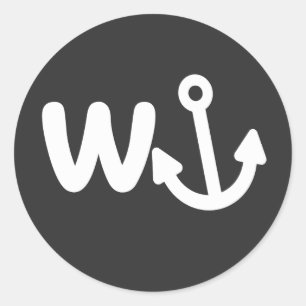 wanker w anchor classic round sticker