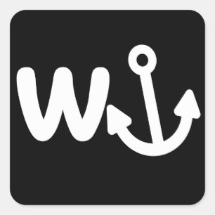 wanker w anchor square sticker