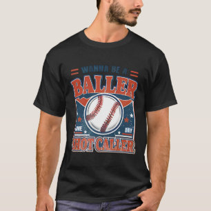 Wanna Be A Byller Shot-caller Retro Bysebyll Game  T-Shirt