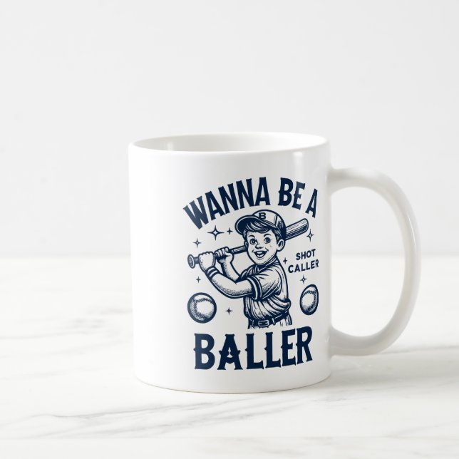 Wanna Be A Byller Shot Caller Retro Game Day Byseb Coffee Mug (Right)