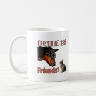 Wanna Be Friends Funny Dog & Cat Design Coffee Mug