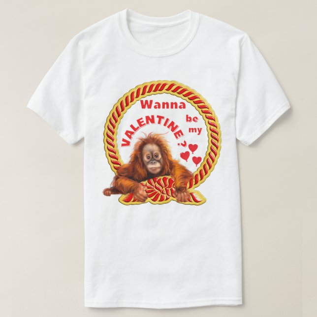 Wanna Be My Valentine. Happy Valentine's Day T-Shirt (Design Front)