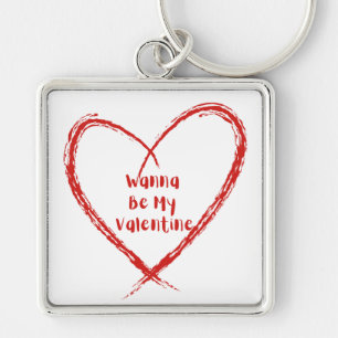 Wanna Be My Valentine with a Heart  Key Ring