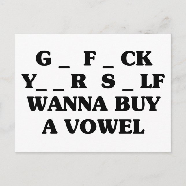 Wanna Buy A Vowel Postcard (Front)