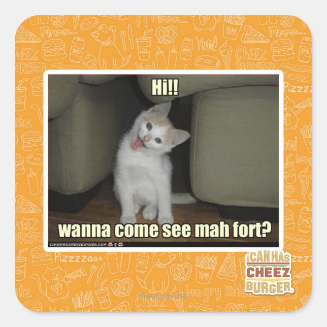 Wanna come see mah fort? square sticker (Front)