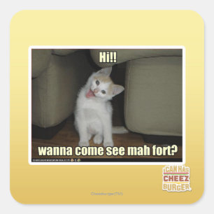 Wanna come see mah fort? square sticker