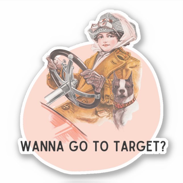 Wanna go to Target? | Vintage Woman Meme Sticker (Front)
