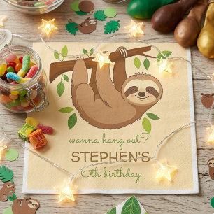 Wanna hang out? sloth kids birthday napkin