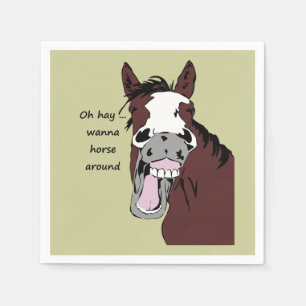 Wanna Horse Around Funny Horse Quote or Saying Napkin