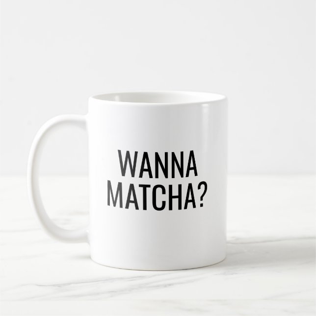 Wanna Matcha Travel Mug, Coffee Tea Cup, Ceramic Coffee Mug (Left)
