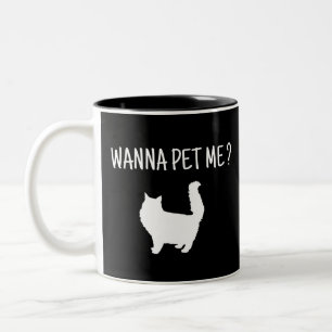 Wanna Pet  Me Cat Two-Tone Coffee Mug