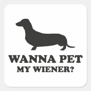 Wanna Pet My Wiener? Square Sticker