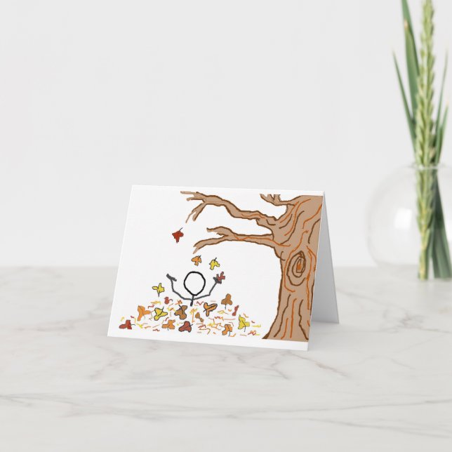 Wanna Play?, playing in the leaves note card (Front)