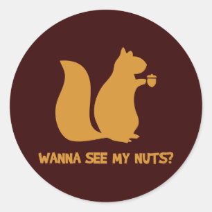 Wanna See My Nuts? - Funny Squirrel Lovers Humour Classic Round Sticker