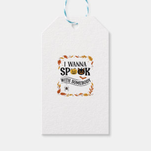 Wanna Spook Somebody Halloween Pumpkins Spider Bat Gift Tags