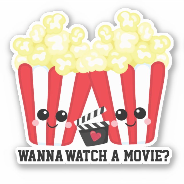 Wanna watch a move funny question kawaii popcorn (Front)