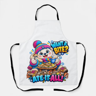 Want A Bite Ate It All Cute Polar Bear Sticker Apron