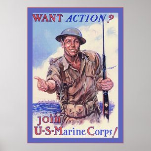 Want Action? ~ Vintage WW2 Poster