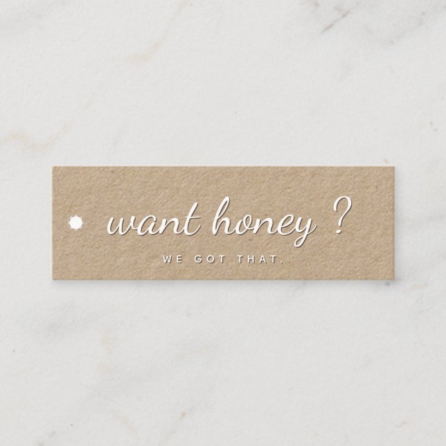 Want Honey? Kraft Honeybee Beekeeper Tag (Front)