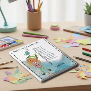 Want to be on Santa's List Elf Girl Holiday Daily Notepad