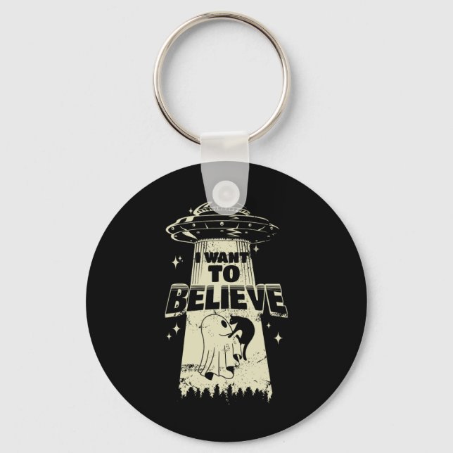 Want To Believe - Funny Cat Is Kidnapped  Key Ring (Front)
